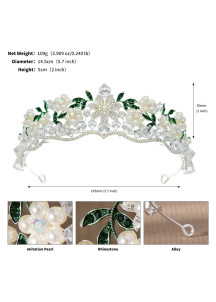 Diadema de Diseño Floral con Cristales, Perlas y Piedras Preciosas