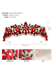 Diadema de Diseño Floral con Cristales, Perlas y Piedras Preciosas