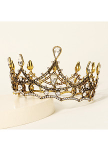 Dramatic Crown in Gold-Toned Metal with Iridescent Crystals