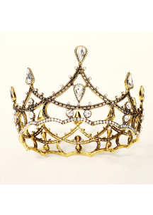 Dramatic Crown in Gold-Toned Metal with Iridescent Crystals