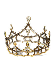 Dramatic Crown in Gold-Toned Metal with Iridescent Crystals