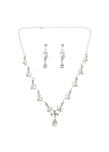 Sparkling Crystal Jewelry Set (Necklace + Earrings) - Glamorous Elegance