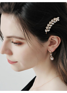 Crystal Leaf-Shaped Hairpin - Refined Elegance