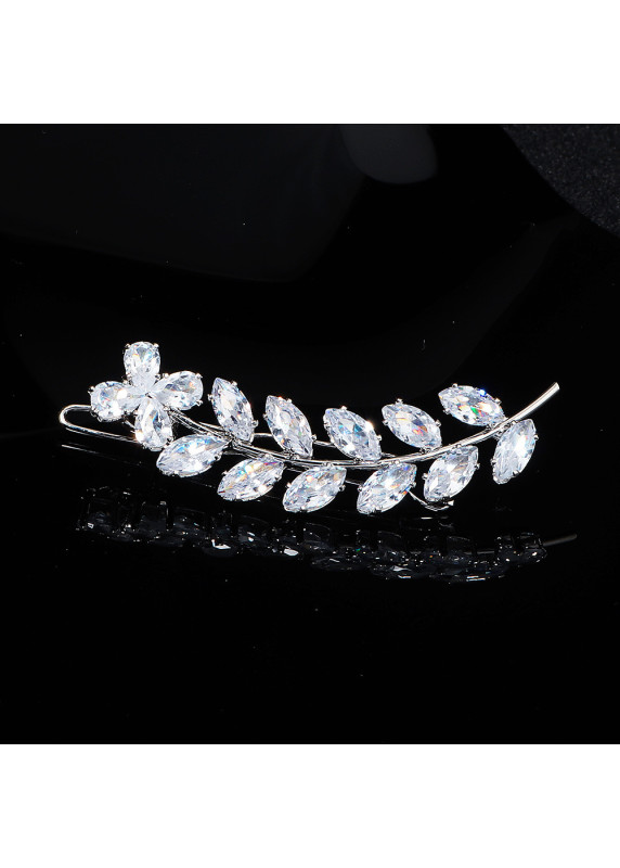 Crystal Leaf-Shaped Hairpin - Refined Elegance