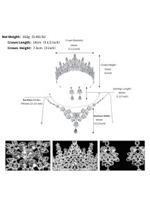 parure de luxe rehaussée de cristaux (diadème + collier + boucles d'oreilles)