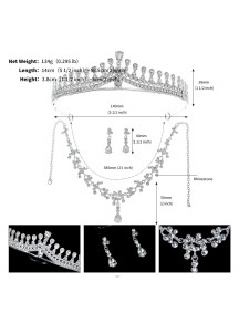 Conjunto de boda brillante con diseño floral (Diadema + Collar + Pendientes)