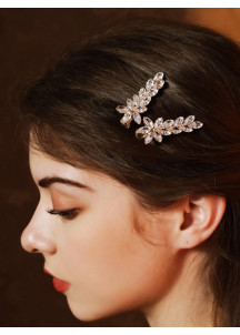 Sparkling Crystal Hairpin with Floral Motifs