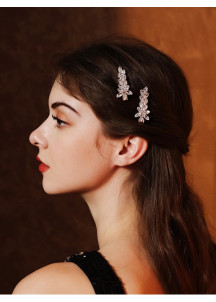 Sparkling Crystal Hairpin with Floral Motifs