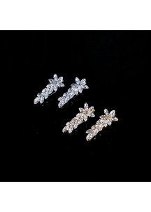 Sparkling Crystal Hairpin with Floral Motifs