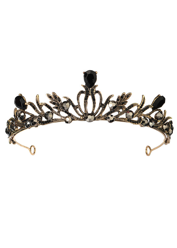 Diadema de pelo principesco en metal dorado con perlas delicadas