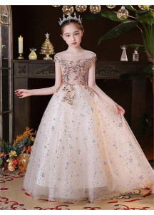 robe de fille d'honneur princesse en tulle lilas