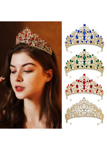 Elegant Tiara Adorned with Sparkling Crystals and Vibrant Precious Stones