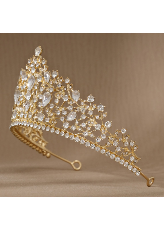 Elegant Tiara Adorned with Sparkling Crystals and Vibrant Precious Stones