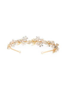 Elegant Golden Crystal Hairband with Floral Design