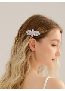 Elegant Floral Hair Barrette with Sparkling Crystals