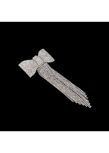 Beautiful Bow-Chain Fringe Hair Barrette with Sparkling Crystals