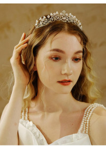 Magnificent Gold Tiara with Sparkling Crystals