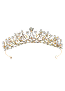 Magnificent Gold Tiara with Sparkling Crystals