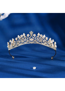 Magnificent Gold Tiara with Sparkling Crystals