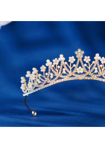 Magnificent Gold Tiara with Sparkling Crystals