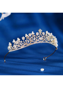 Magnificent Gold Tiara with Sparkling Crystals