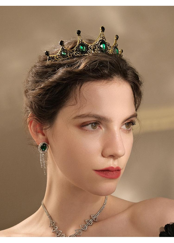 Evening Tiara with Green and Black Crystals, Fit for a Queen