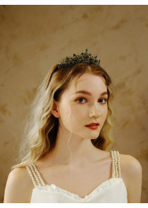 Evening Tiara Adorned with Dazzling Green Stones, Inspired by the Forest