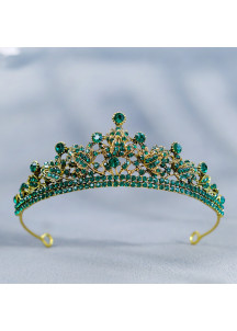 Evening Tiara Adorned with Dazzling Green Stones, Inspired by the Forest