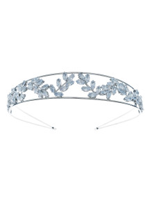 Sparkling Headband with Floral Motifs and Cut Crystals