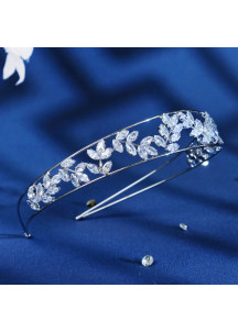 Sparkling Headband with Floral Motifs and Cut Crystals