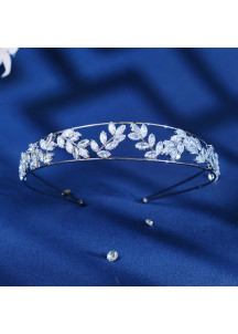 Sparkling Headband with Floral Motifs and Cut Crystals