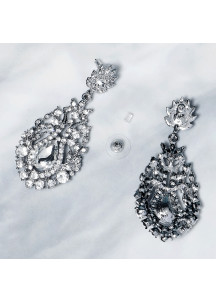 Sparkling Earrings with Floral Motifs and Rhinestones