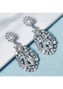 Sparkling Earrings with Floral Motifs and Rhinestones