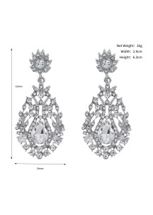 Sparkling Earrings with Floral Motifs and Rhinestones