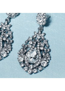 Sparkling Earrings with Floral Motifs and Rhinestones