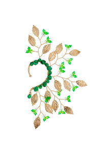 Hair Ornament with Natural Design featuring Golden and Green Leaves (Left)