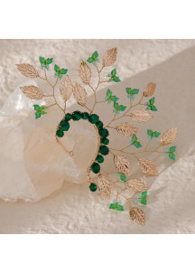 Hair Ornament with Natural Design featuring Golden and Green Leaves (Left)