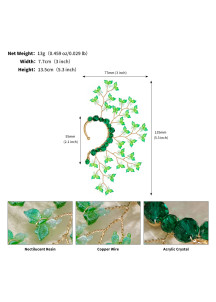 ornement capillaire d'oreille design naturel avec ses feuilles vertes (gauche)