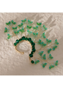 Hair Ornament with Natural Design featuring Green Leaves (Left)