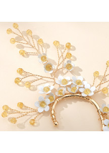 White Flower Earring Ornament with Golden Accents (Left)