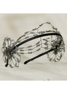 Bridal Headpiece with Sparkling Black Pearls (Without Veil)