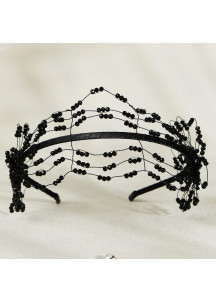 Bridal Headpiece with Sparkling Black Pearls (Without Veil)