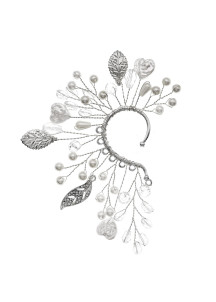 ornement floral pour la mariée en couleur argent avec perles (droit)