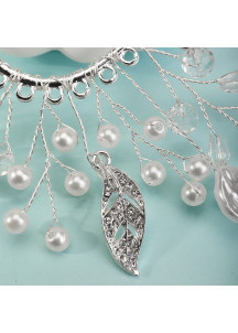 Silver Floral Ornament for the Bride with Pearls (Right)