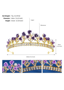 A Baroque Tiara Adorned with Red Roses and Sparkling Crystals