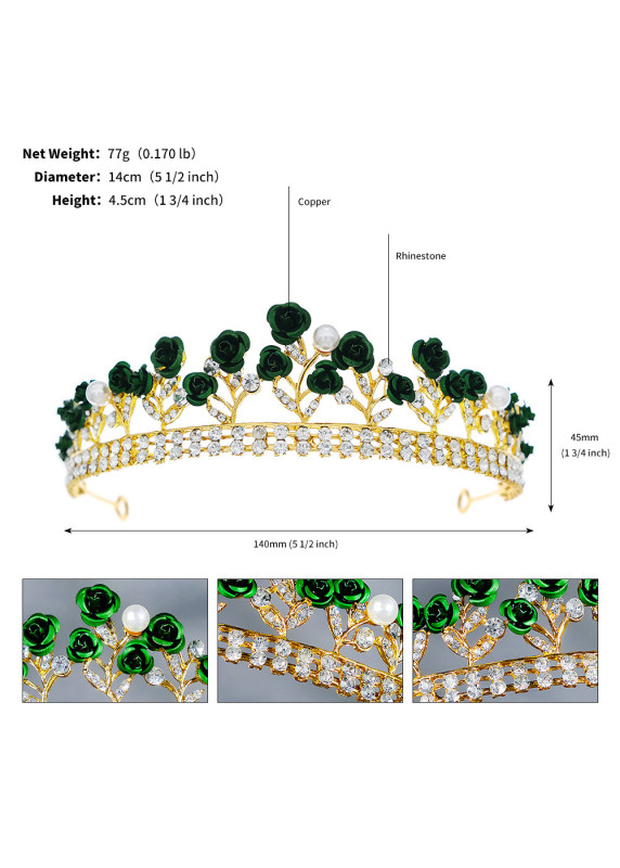 Diadema barroca con rosas rojas y cristales brillantes