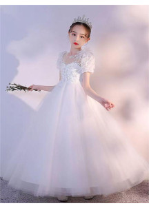 ravissante robe de fille d'honneur en tulle blanc