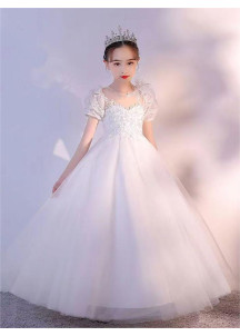 ravissante robe de fille d'honneur en tulle blanc