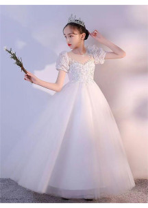 ravissante robe de fille d'honneur en tulle blanc