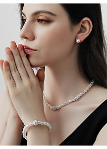 ensemble de bijoux pour soirée en perles simili de style classique